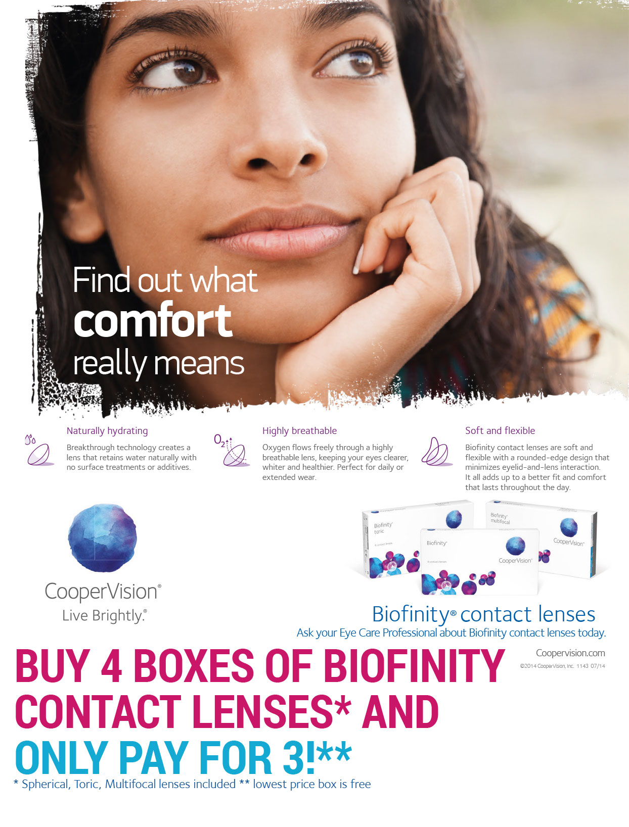 Buy 4 Boxes Of Biofinity Contact Lenses And Only Pay For 3 Promo 